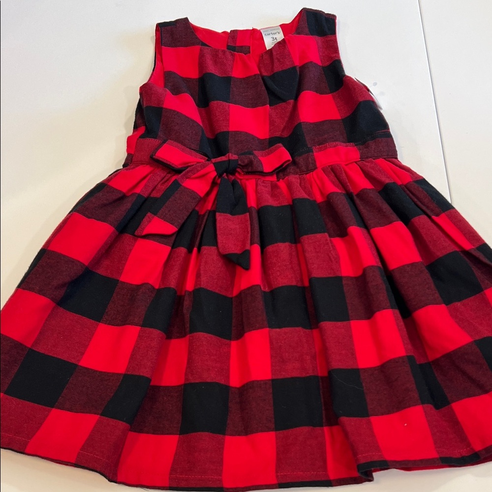 Carter's Red/Black Buffalo Plaid, Checkered Kids Dress - 3T